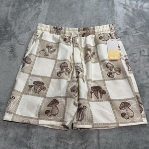 Malibu by Drill Co. NEW Men's Sz M Mushroom Beige Brown Shorts Elastic Waistband